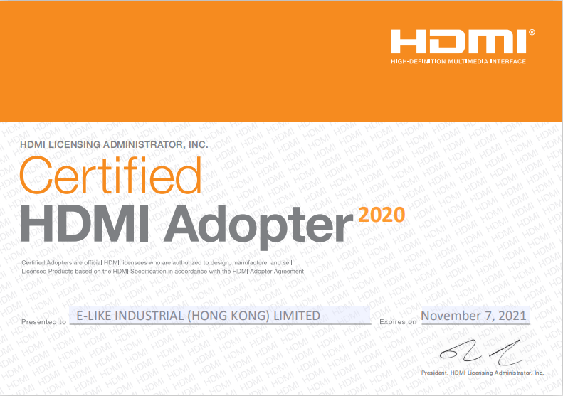 HDMI 会员证书
